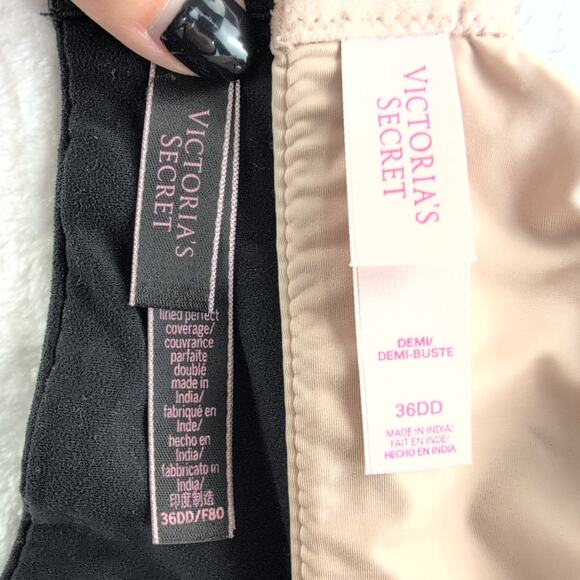 Victoria's Secret (2)Wired Unpadded Demi/BodyByVictoria Bras Size36DD Nude/Black - Picture 9 of 9